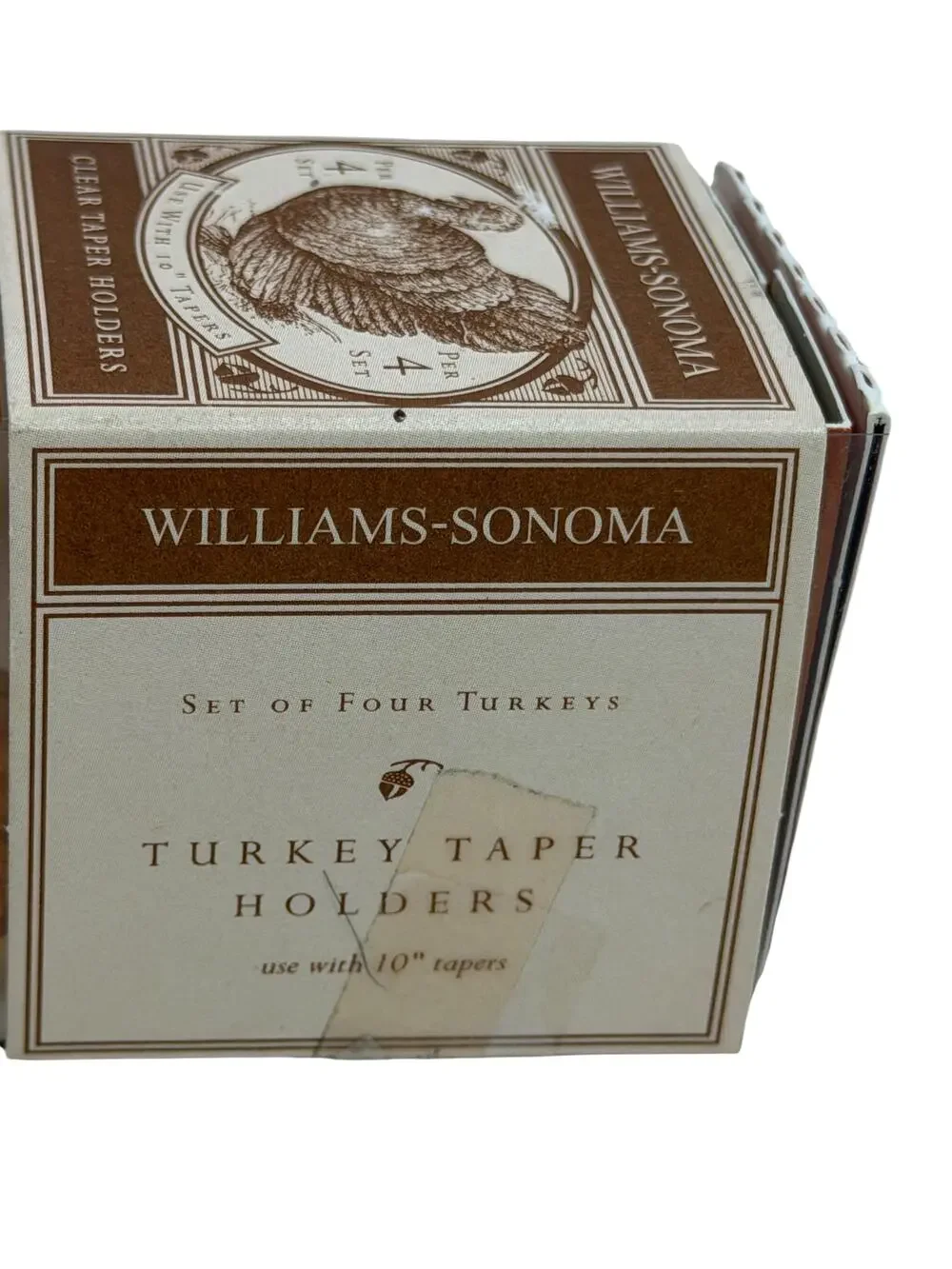 Williams-Sonoma Turkey Glass Taper Candle Holders Set Of 4 Brown Thanksgiving